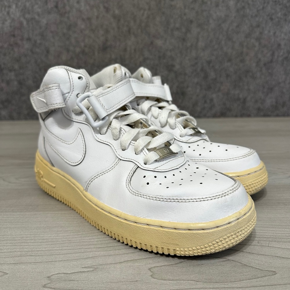 Y2K Nike Air Force 1 Mid‎ Kids 6Y White Sneakers 314195-113 Leather High Top AF1
